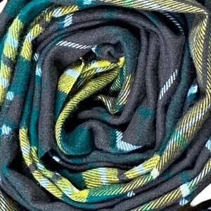 Soft Merona Unisex Tartan Plaid Fringe Scarf 65" X 11" Brown Tan Yellow Green